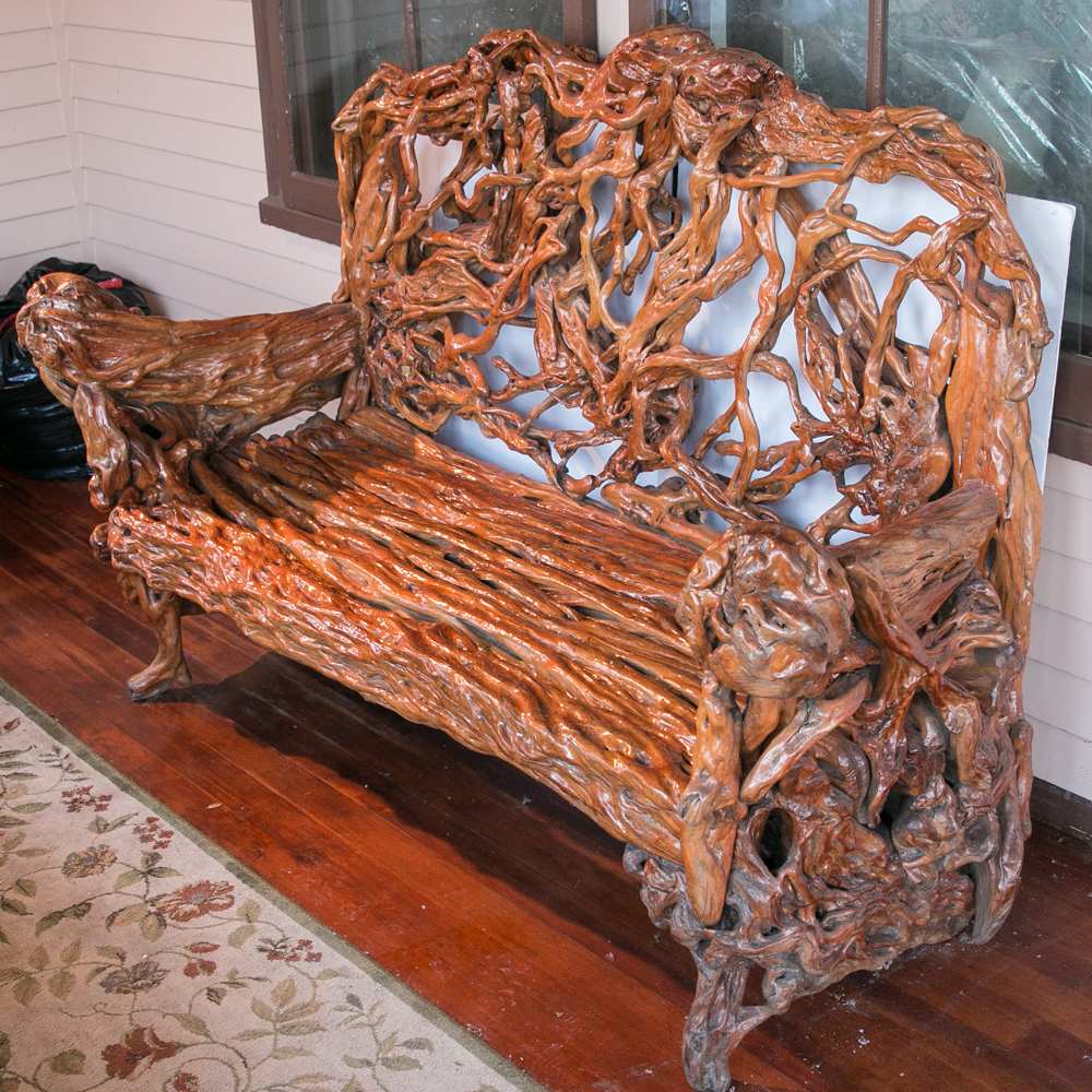 Naturalistic Burl Wood Bench | EBTH